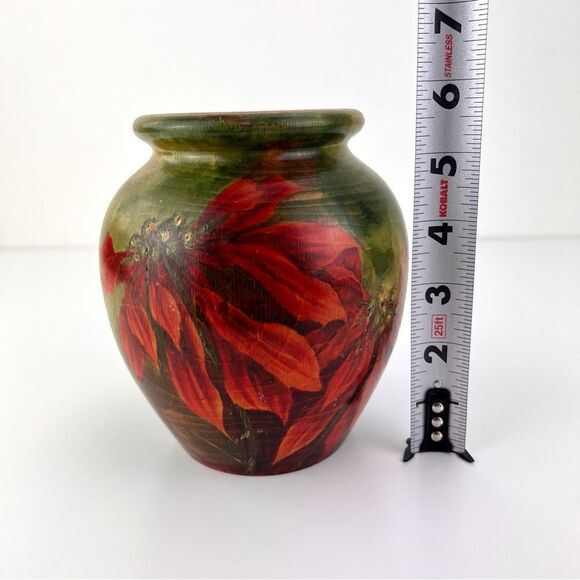 Vintage Wooden Vase Folk Art Hand Carved Hand Painted - Picture 8 of 9